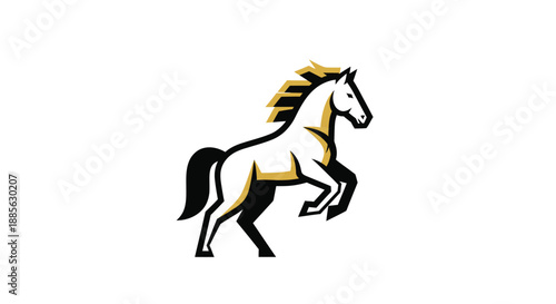 Rearing horse, gold outlines