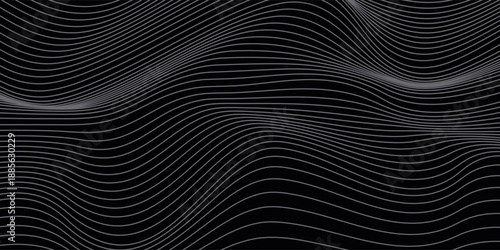 Flowing dot particles light wave pattern halftone blue and green gradient smooth curve shape isolated on black background. Vector in concept of technology, science, music,