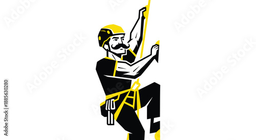 Rock climber graphic with mustache