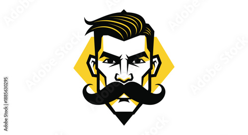 Geometric man's face with mustache (1)