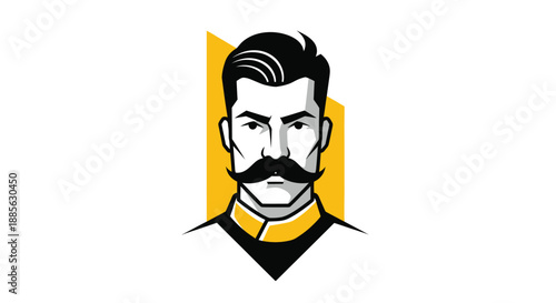 Man's graphic portrait w/mustache