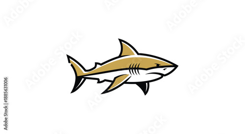 Stylized gold shark with black outline