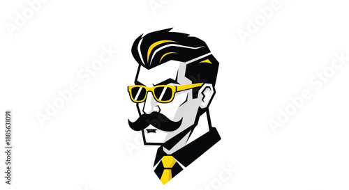 Stylized man in yellow glasses