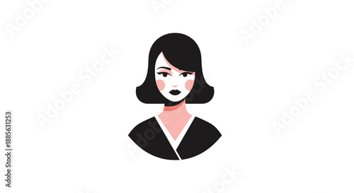 Woman portrait, stylized, black hair