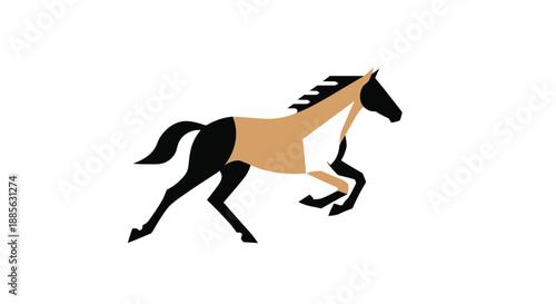 Stylized tan & black horse galloping