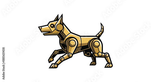 Robot dog running. On white background. Use icon