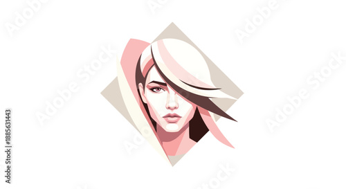 Stylized portrait of a woman with hair covering one eye
