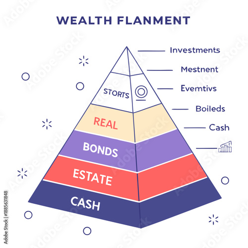 Wealth planning pyramid with layered investment sections
