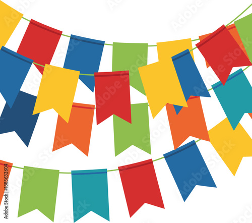 Party Bunting Flags Decoration, Festive Colorful Pennants Hanging on String, Celebration Event Banner