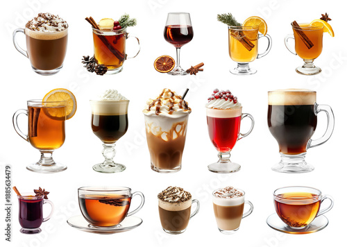 Wallpaper Mural PNG Assorted hot beverages in glassware, element set on transparent background Torontodigital.ca