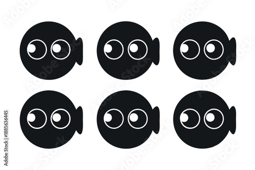 Simple Black Silhouette Fish with Wide White Eyes