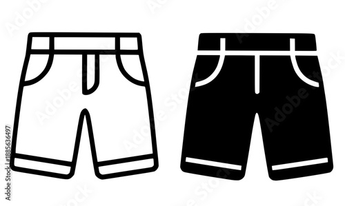 Shorts (pant) illustration icon in outline and silhouette style
