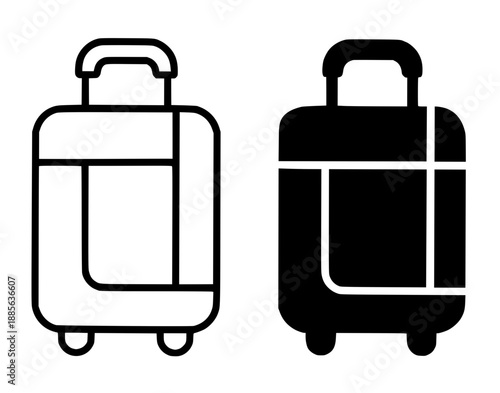 Icon for travel, unique suitcase illustration in outline and silhouette style