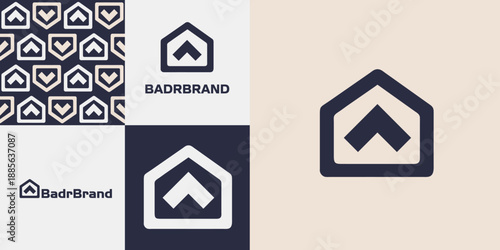 A solid logo featuring a house silhouette with a growth arrow inside. Perfect for real estate agents, property investment, or home builders.