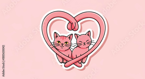 Valentine's Day Illustration in Pink Heart Background