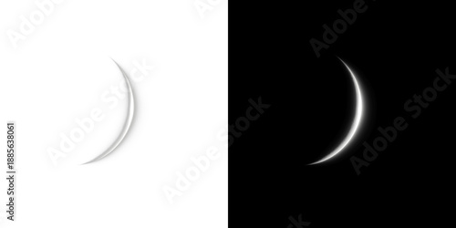 Fotografía Silver Crescent Moon Phase or Eclipse Light On Transparent Background PNG