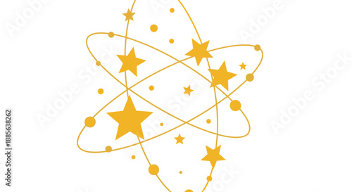 Golden Star Atomic Structure Illustration on White