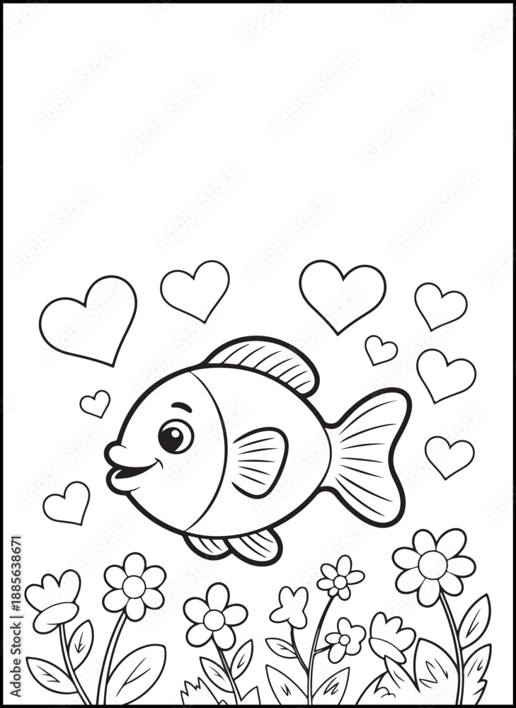 Obraz premium Bold Easy Valentine’s Day Coloring Pages for Kids | Bold and easy Valentine’s Day coloring pages with thick outlines and simple shapes, perfect for young kids, preschoolers, and beginners.