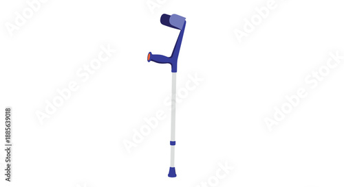 Blue adjustable forearm crutch with a comfortable handle and a rubber tip designed for medical mobility assistance.