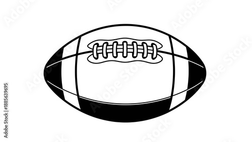 American Football Ball Vector Illustration, Simple Line Art Graphic, Sports Game Icon for Website and App Design