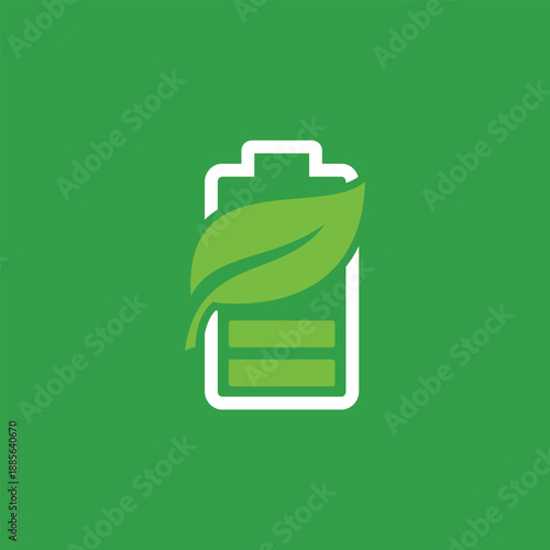 EcoFriendly Battery with Leaf Symbolizing Green Energy.