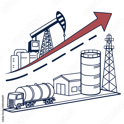 Industrial growth showing oil production pipeline oil rig