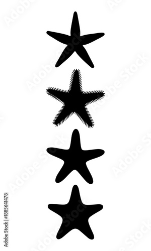Starfish vector, Starfish creative art, Starfish silhouettes, Starfish vector design isolated