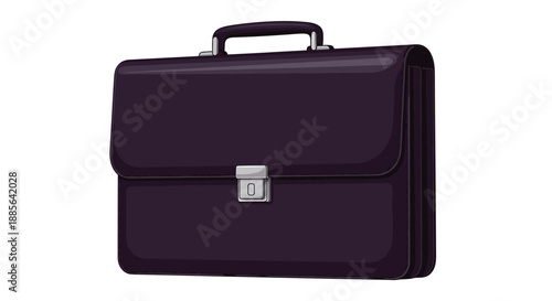 Professional black leather briefcase with a metal latch and a handle representing business and formal work style.