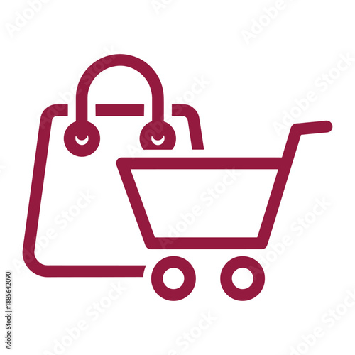 Red shopping cart with handle and wheels