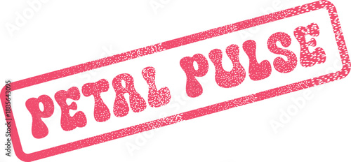Authentic red Petal Pulse distressed rubber stamp graphic for modern branding and creative marketing