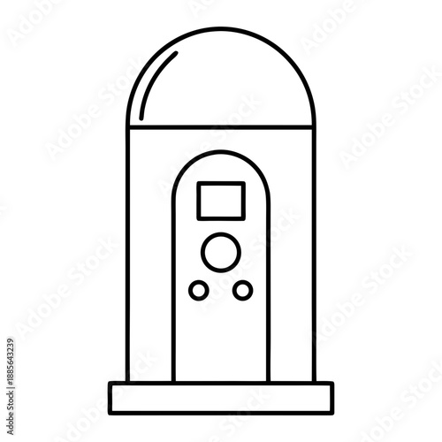 Sci Fi Teleportation Pod Futuristic Line Art Vector On Transparent Background