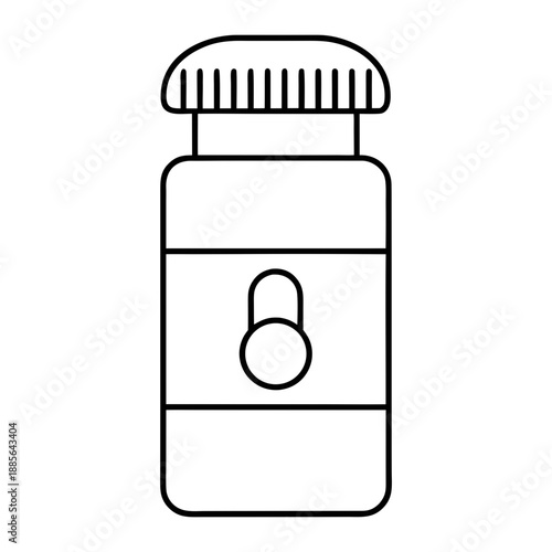 Vitamin Bottle Outline Line Art Vector On Transparent Background