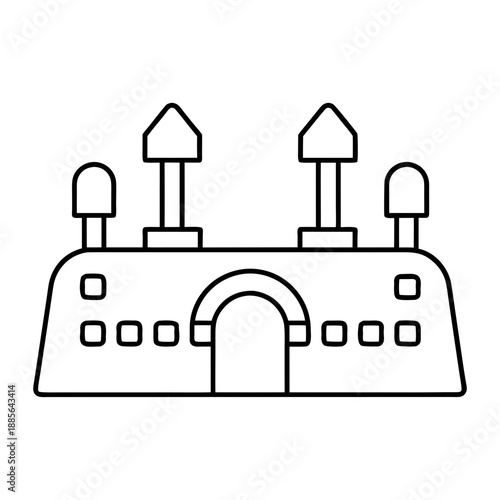 VR Game Arena With Obstacles Line Art Vector On Transparent Background
