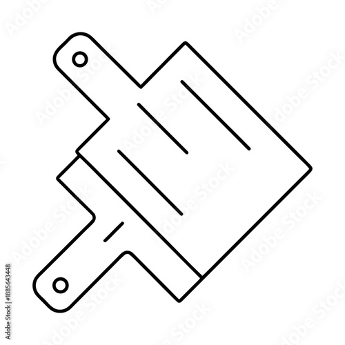 Wooden Chopping Board Small Line Art Vector On Transparent Background