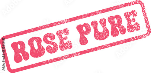 Distressed rectangular rubber stamp in red featuring the elegant brand name Rose Pure in vintage style