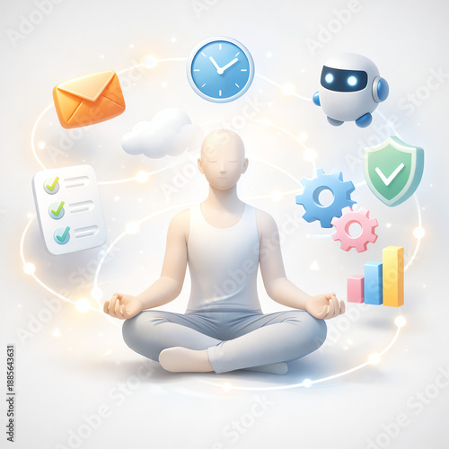 Digital Mindfulness and Productivity Management Concept for Modern Workflow Design