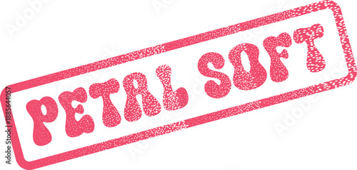 Charming red Petal Soft distressed rubber stamp graphic for gentle product branding and delicate promotions