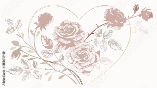 Beautiful roses in heart shape for love and romance designs