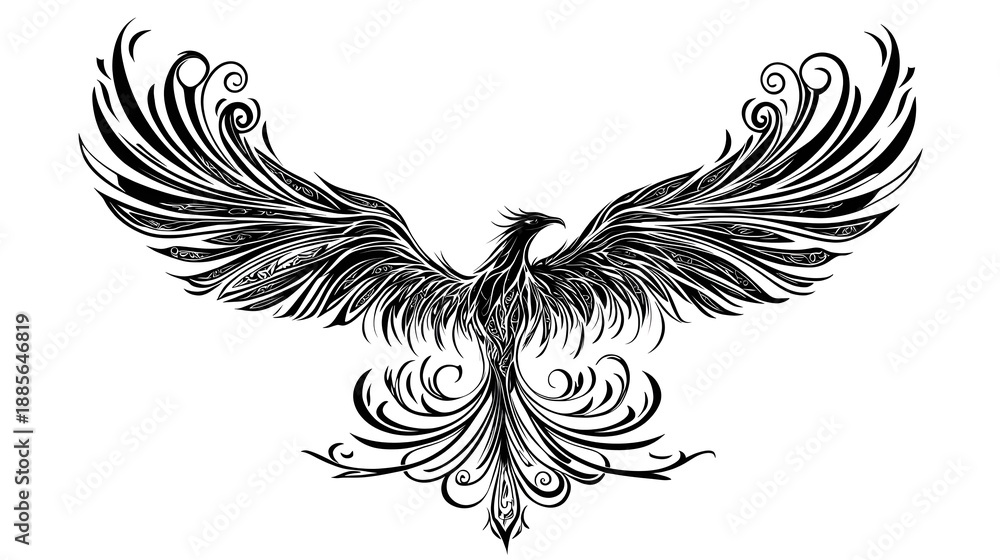 Obraz premium Phoenix bird tribal tattoo high resolution picture