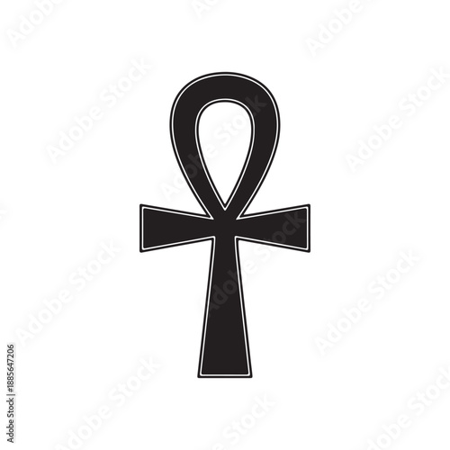 Ankh symbol silhouette vector art white background