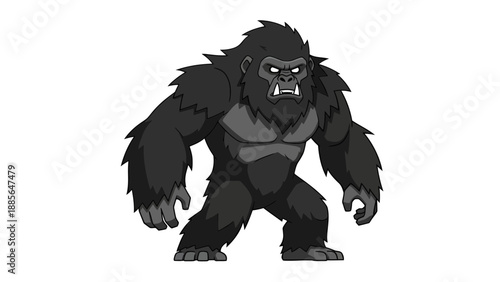 Angry Gorilla Vector Illustration, Fierce Primate Character Design, Monster Ape for Game Art and Fantasy Concepts