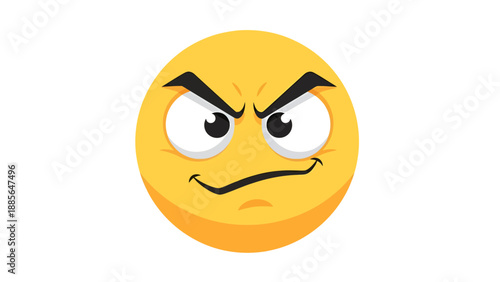 Angry Face Emoji Vector Illustration, Expressing Negative Emotion, Digital Graphic Design for Social Media and Communication