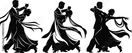 Female golfer silhouettes black vector illustration set of women swinging club, hitting ball, and putting on tee, representing sport, tournament, professional competition, 