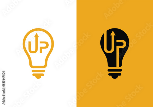 Creative lightbulb logo with upward arrow and the word UP.