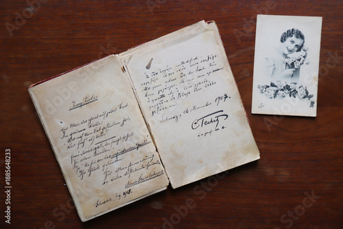 FOTO ANTICA E  DIARIO DI RICORDI D'EPOCA