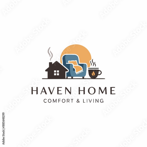 Cozy home comfort and living logo design.