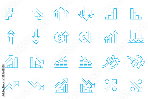 Increase Decrease icon set. Editable line icons. Vector illustration.