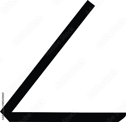 A simple graphic representation of an acute angle in black and white on a clean background