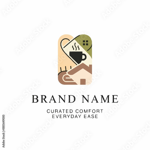 Cozy Coffee Logo Design with Heart and Comfort Elements.