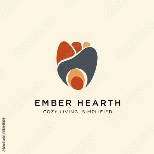 Ember Hearth Cozy Living Simplified Logo Design.
